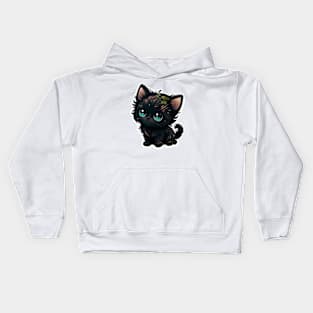 Kawaii Black Kitten Kids Hoodie